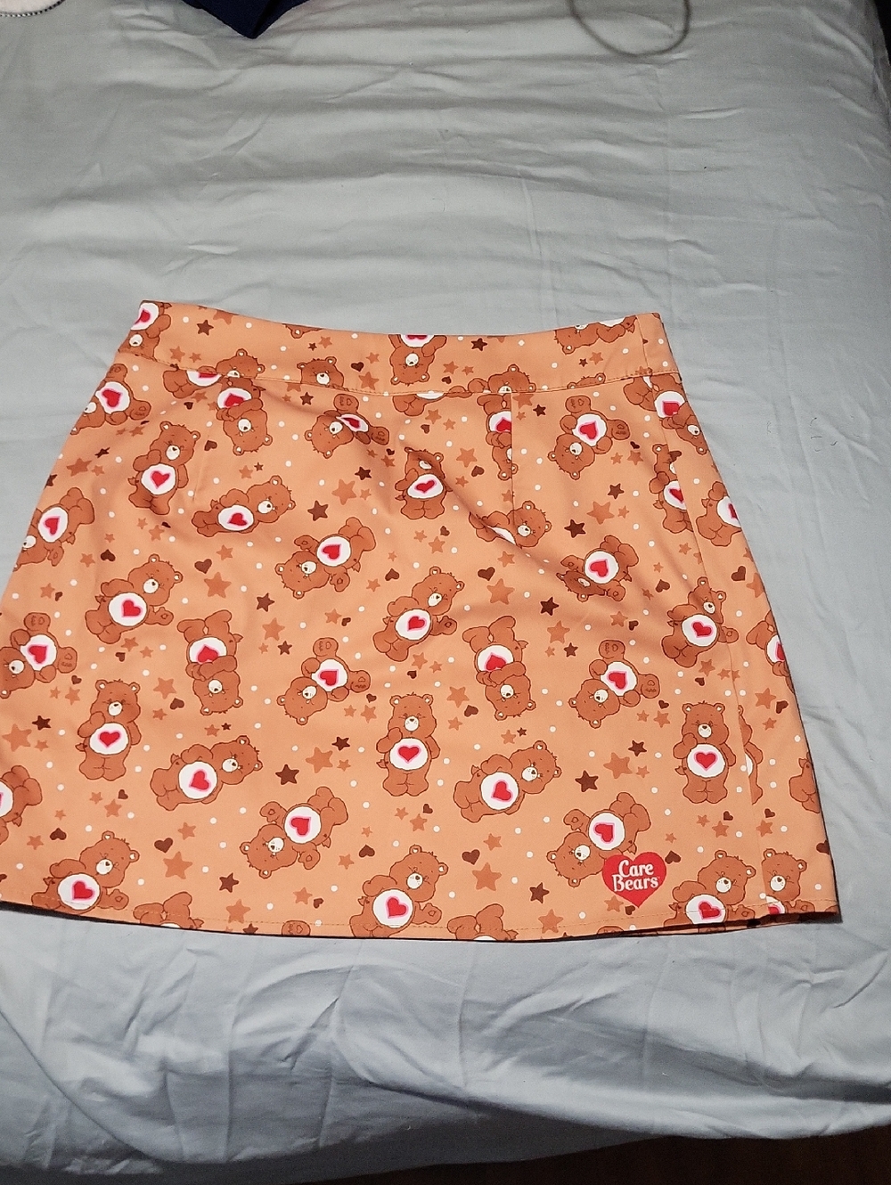 Care Bears Peach-Orange Mini Skirt with Heart Bear Print